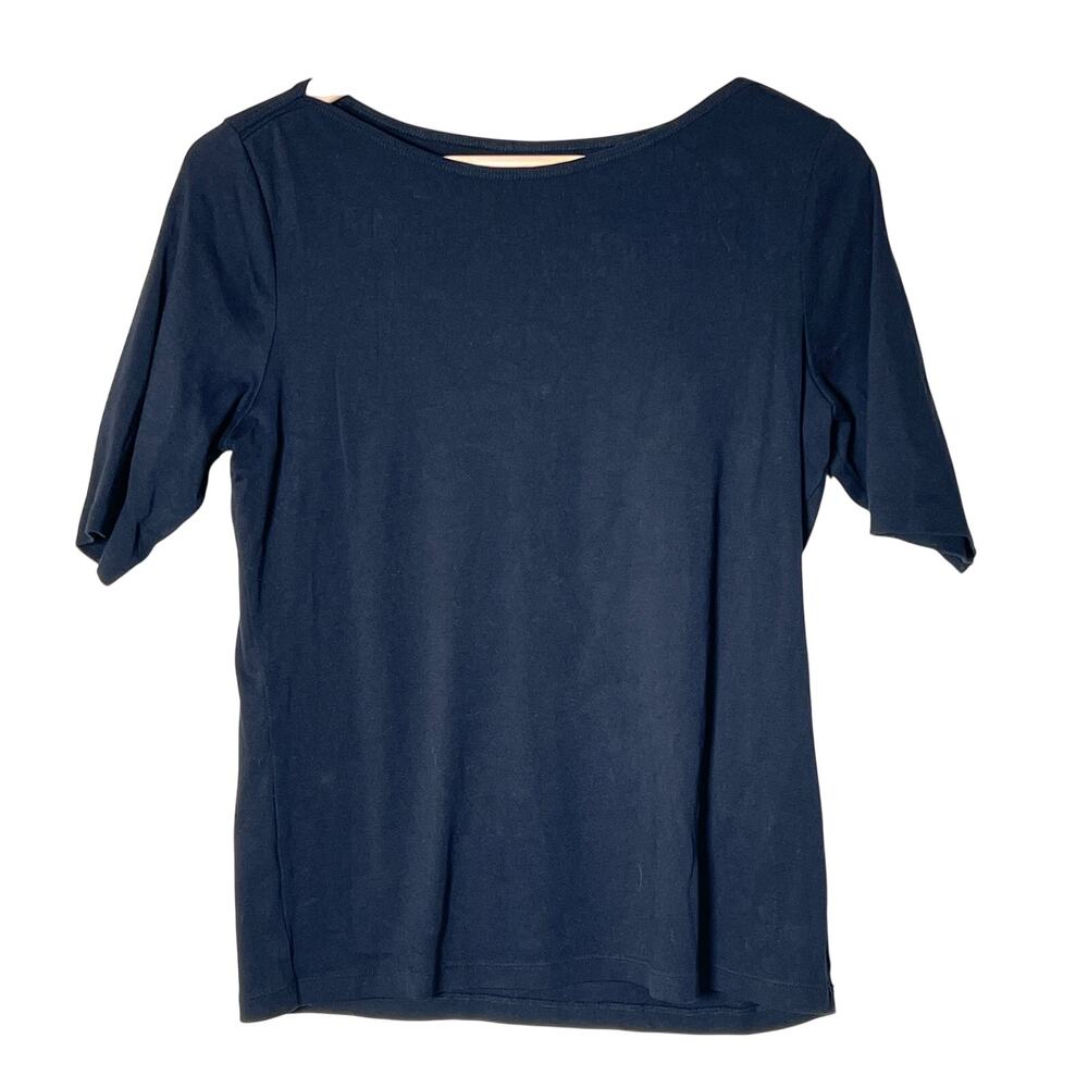 St John's Bay black boat neck half sleeve classic T-shirt top sz medium M B161